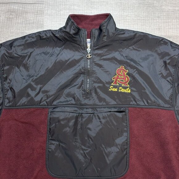 VINTAGE Arizona State Sun Devils 1/4 Zip Pullover Jacket Mens Sz Large Champion - Picture 5 of 9